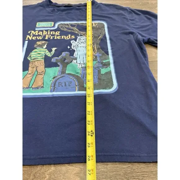 ROMWE Mens Navy Social Skills Making New Friends Graphic T-Shirt Size M MEDIUM - Picture 7 of 8